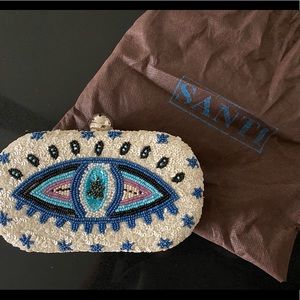 Santi evil eye beaded clutch